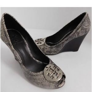 Tory Burch Julianne-Pitone Rocha Python Wedge Heels